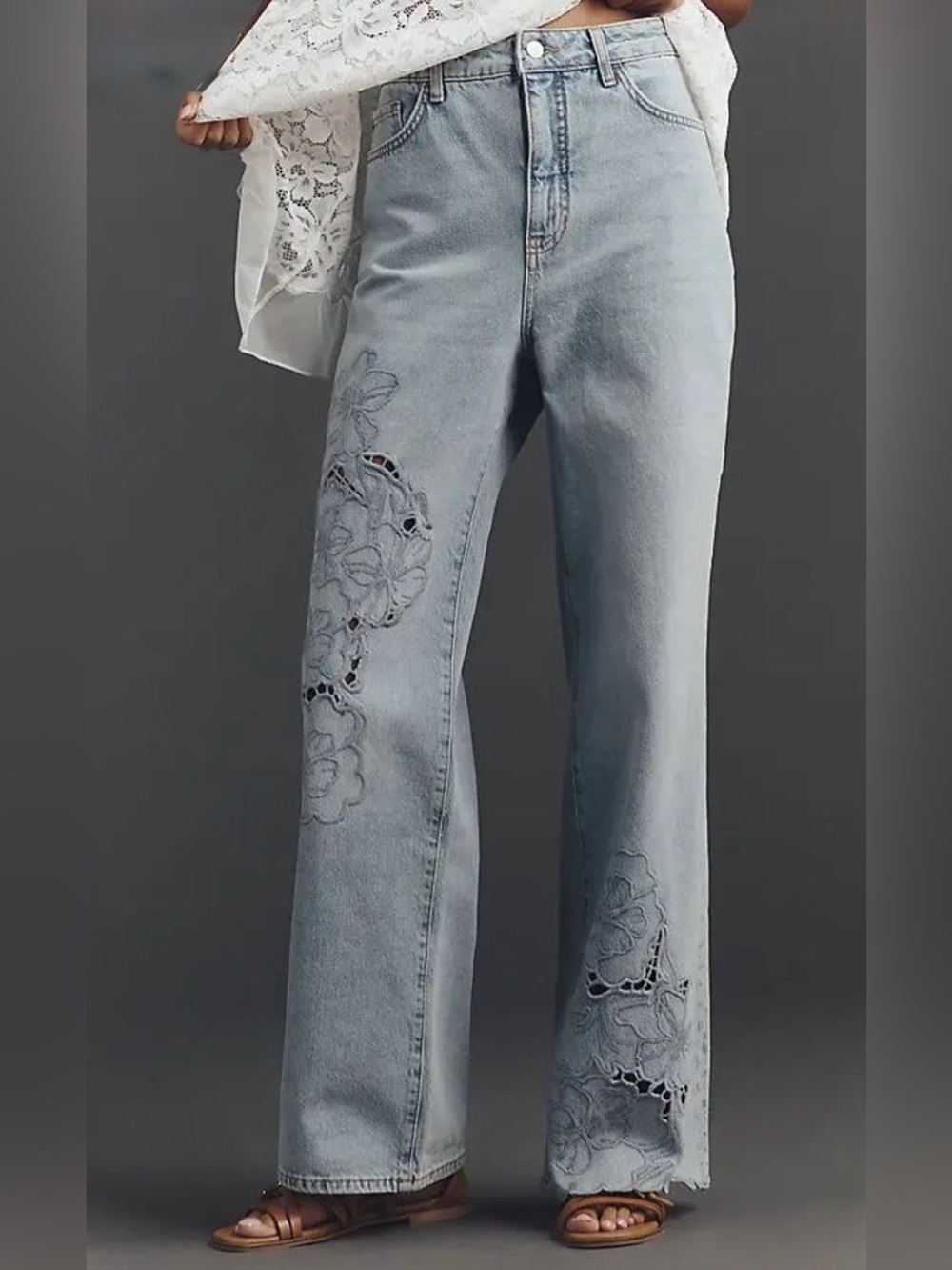 Austyn High-Rise Wide-Leg Embroidered Jeans by Pilcro